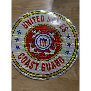 VTG USA Coast Guard 12 Inch Round Logo Holographic Sticker 80s‎ Rare Decal